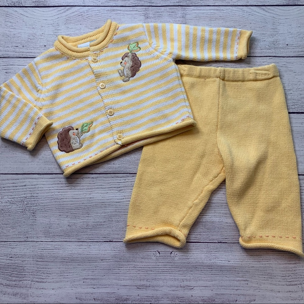 Yellow Hedgehog Sweater Pants Set Size 6 Months